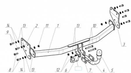 Фаркоп 6759-A Oris на Hyundai Solaris II седан 2017-2020, Kia Rio IV седан дорестайл 2017-2020. Необходима подрезка бампера. Тип шара: A. Нагрузки: 1250/60 кг, масса фаркопа 18,5 кг (без электрики в комплекте) от магазина ФаркопРос